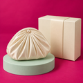 Cream Shell Pouch – Pleated Satin Mini Bag