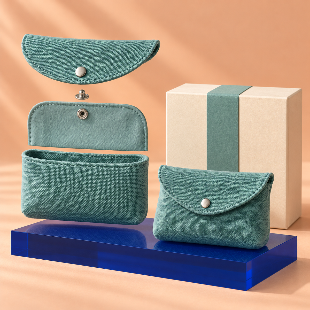 Sea-Glass Fold Pouch – Sculptural Woven Mini Bag
